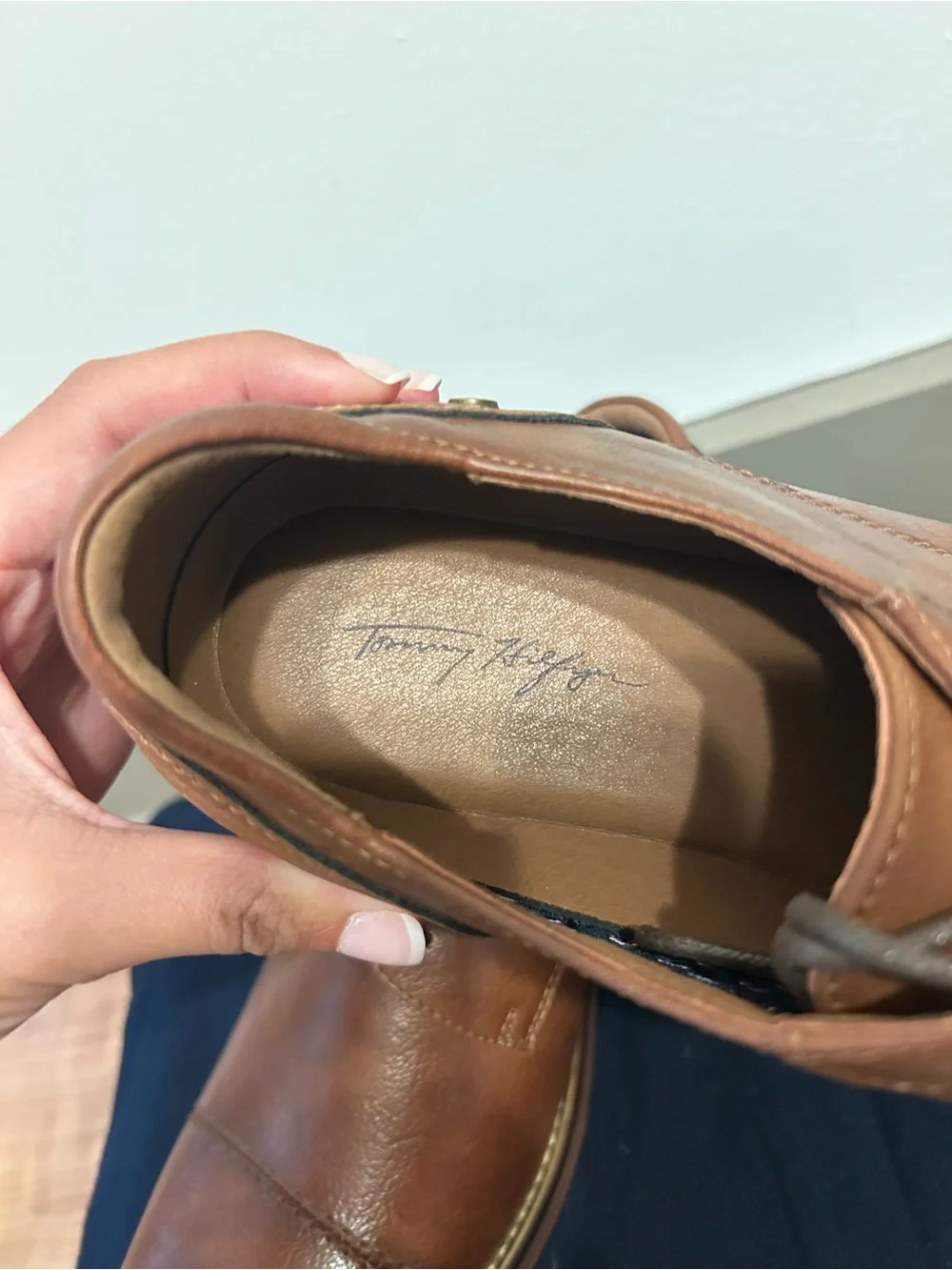 NEW Tommy Hilfiger Classic Brown Leather Cap-Toe Men's Dress Shoes